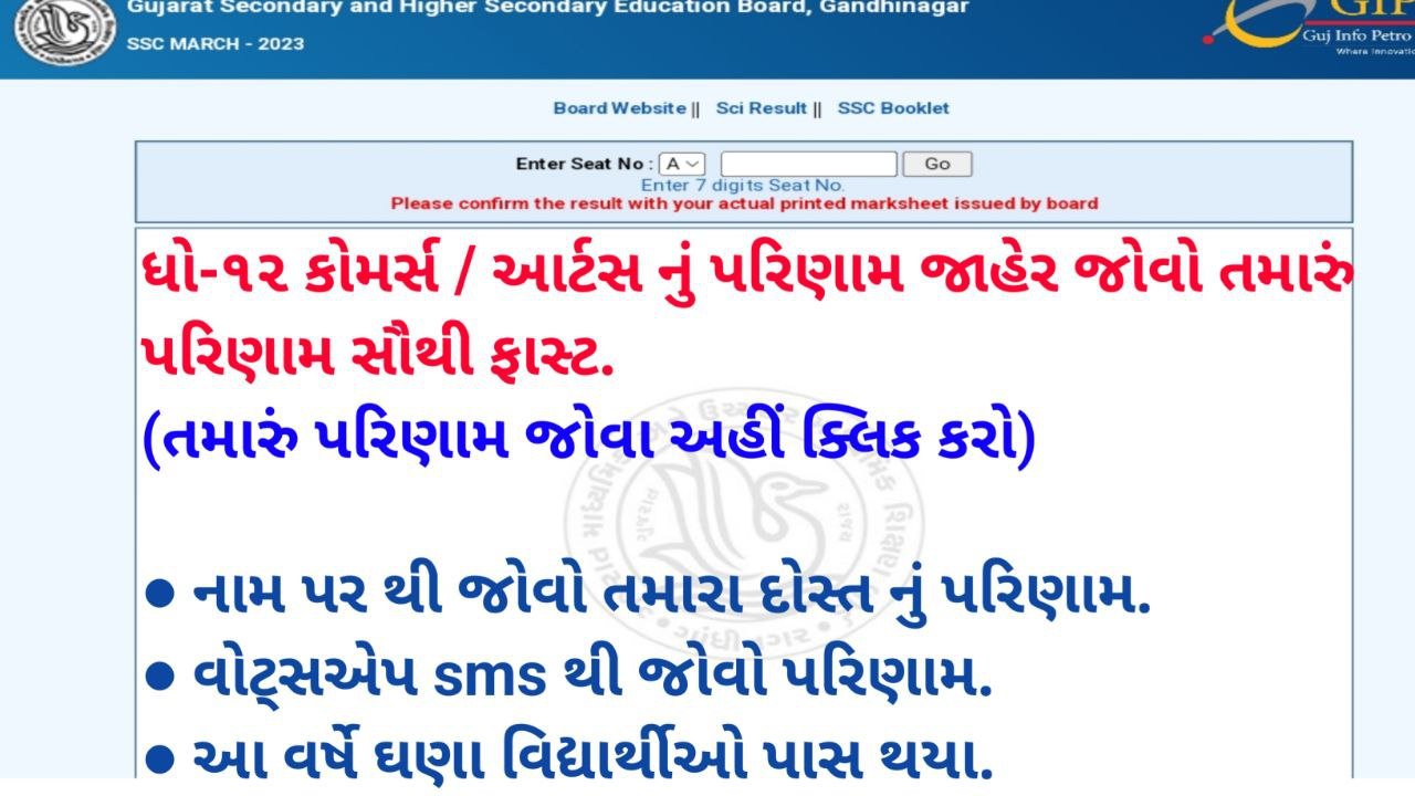 12th Result 2023 Gujarat board